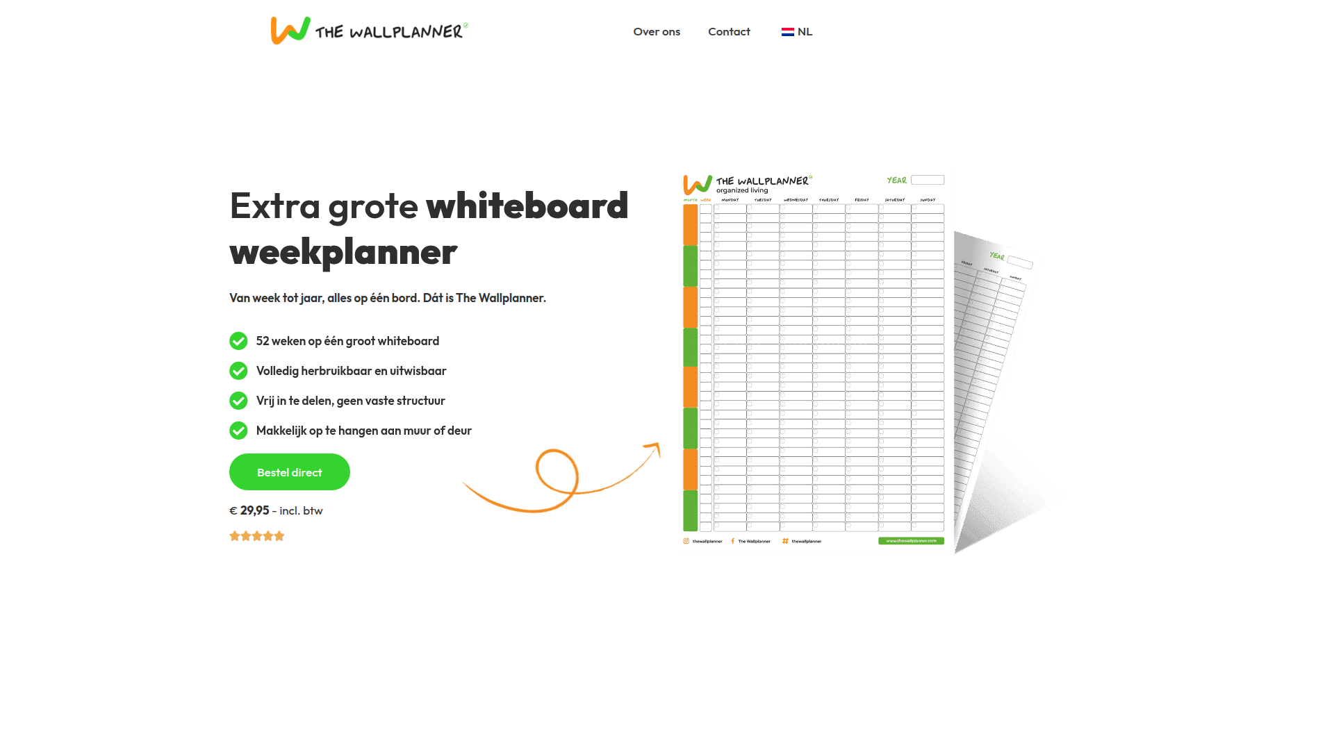 Agenda 2025 alternatief: whiteboard planner met jaaroverzicht