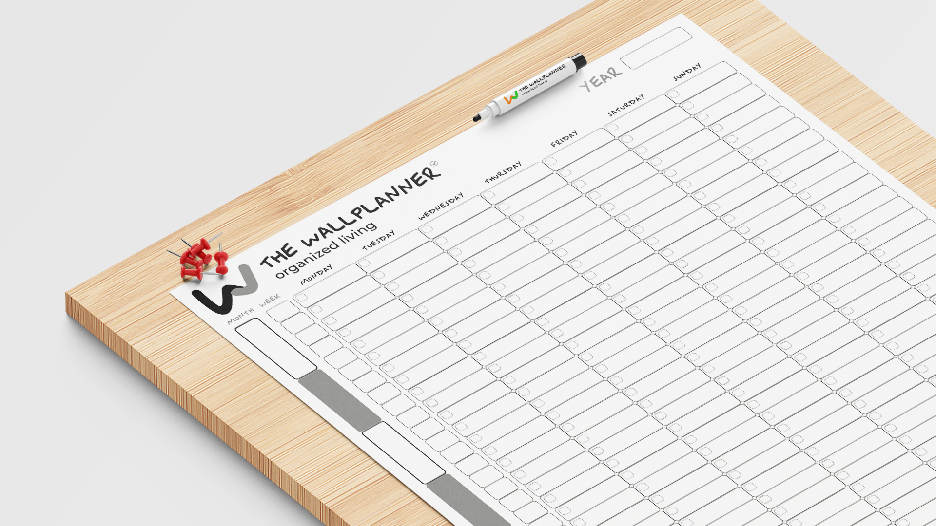 The Wall Planner met markers en pins complete set